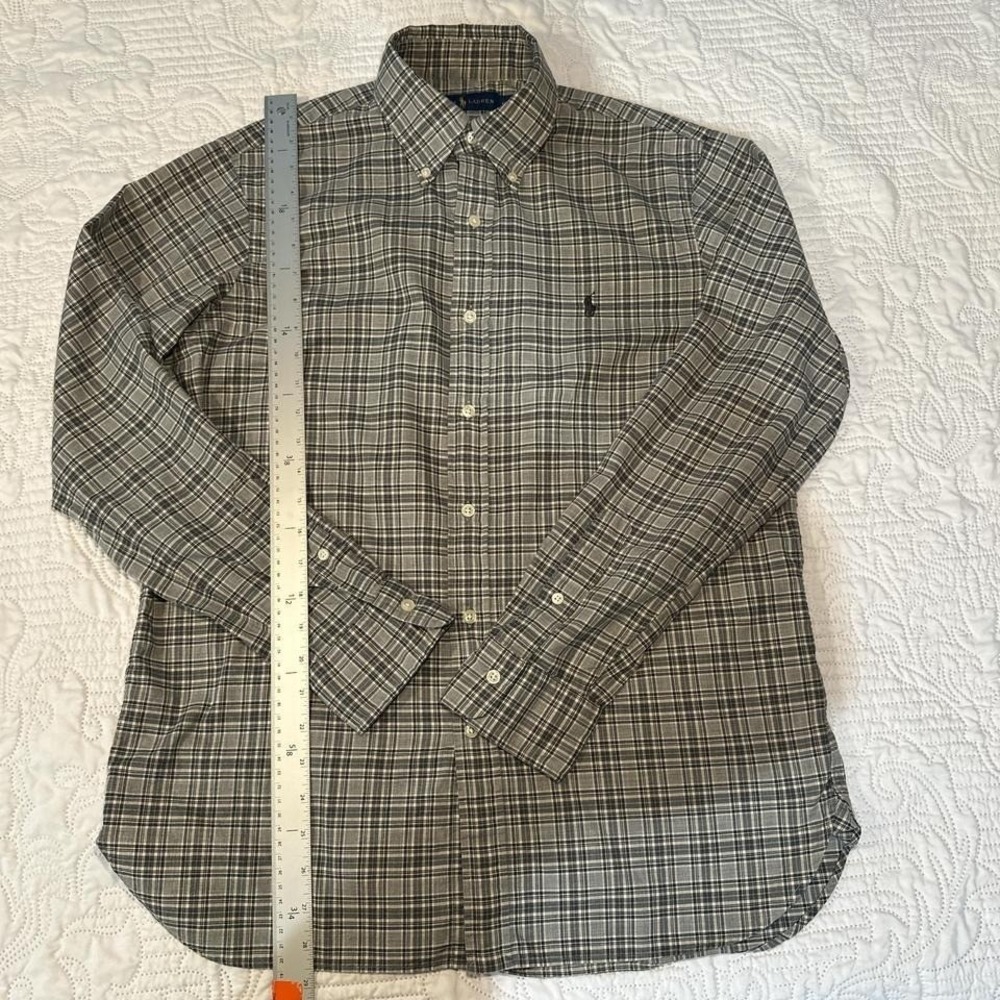 Ralph Lauren grey plaid button down shirt mens MEDIUM - Picture 5 of 8